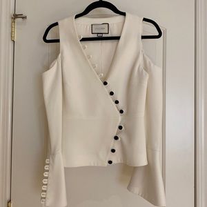 ALEXIS WHITE OPEN SHOULDER LONG SLEEVE TOP